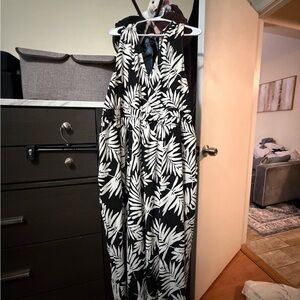 Torrid Black and White Leaf Print Jumpsuit